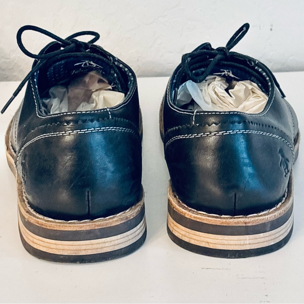 Original Penguin Waylon Black Leather Classic Oxford Shoes, Size 10 - Picture 6 of 8